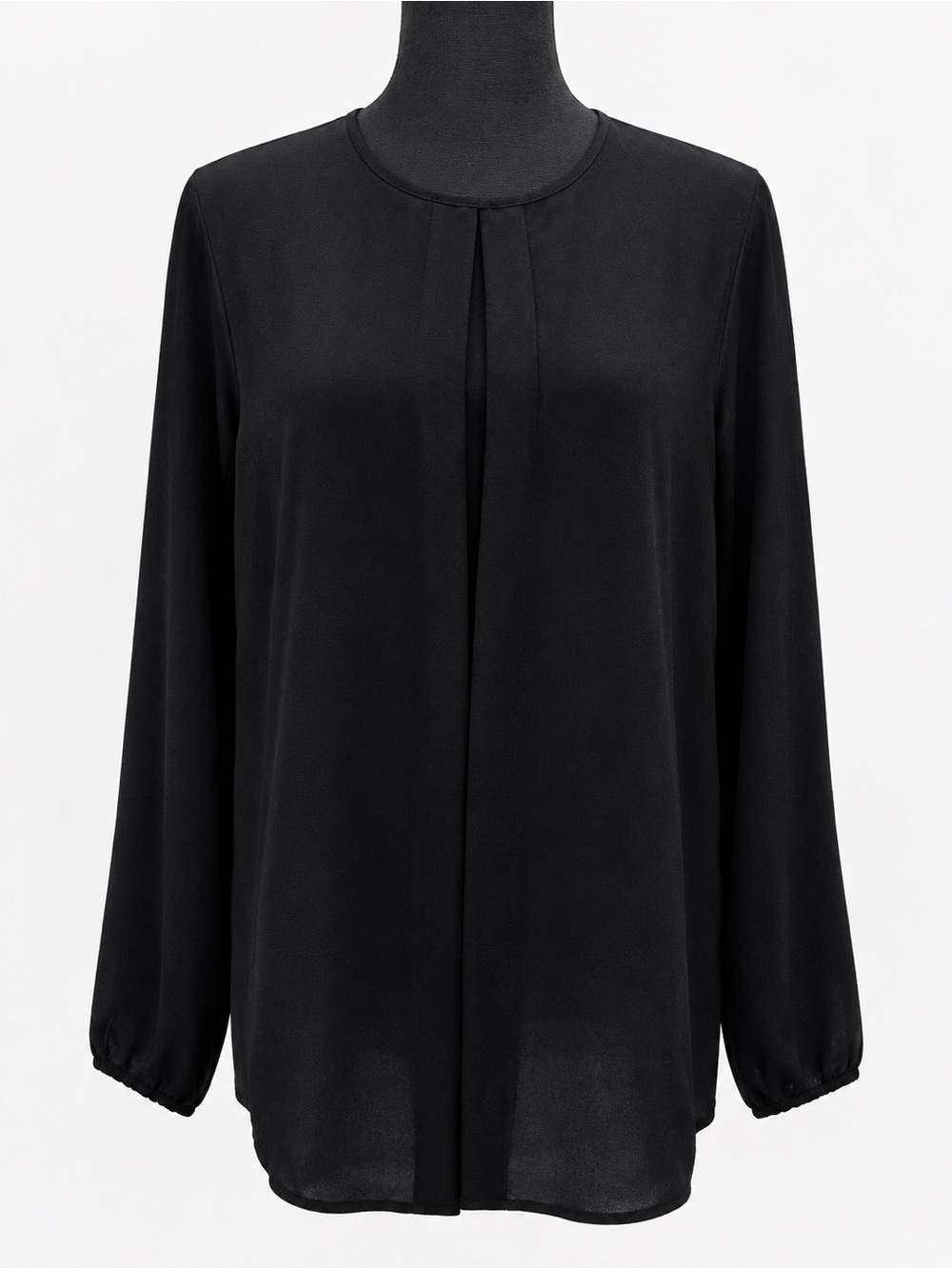 Ralph Lauren Black Long-Sleeve Pleated Front Women’s Top